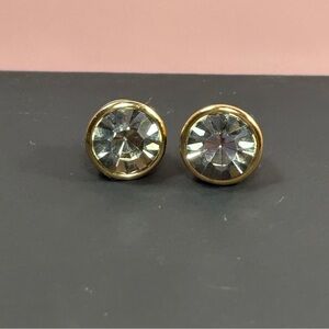 Sparkling Gold and Bezel Cut Crystal Stud Earrings